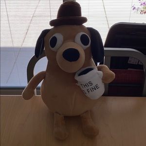 This is fine dog meme plush